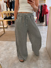 Load image into Gallery viewer, BLACK STRIPE POCKET TROUSERS