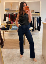 Load image into Gallery viewer, BLACK SATIN COWL NECK ASYMMETRICAL TOP