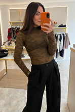 Load image into Gallery viewer, SHEER LACE MOCK NECK TOP - olive