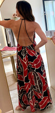 Load image into Gallery viewer, PALM PRINT HALTER NECK MAXI DRESS