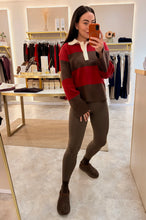 Load image into Gallery viewer, COLOUR BLOCK COLLARED KNIT- brown/red