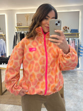 Load image into Gallery viewer, ORANGE PRINT BRUSHED ZIP JACKET