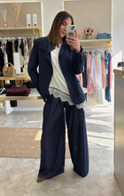 Load image into Gallery viewer, NAVY HIGH NECK PINSTRIPE BLAZER