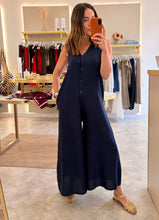 Load image into Gallery viewer, NAVY BUTTON THROUGH POCKET JUMPSUIT