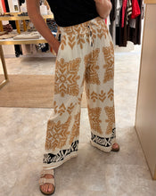 Load image into Gallery viewer, CARAMEL PATTERN WIDE LEG ELASTICATED WAIST TROUSERS