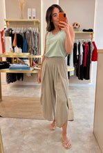 Load image into Gallery viewer, DRAPED WIDE LEG TROUSERS WITH SHIRRED ELASTICATED WAISTBAND- taupe
