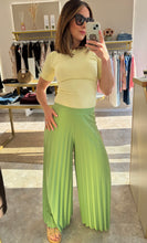 Load image into Gallery viewer, GREEN PLISSÉ PALAZZO TROUSERS