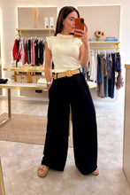 Load image into Gallery viewer, FINE KNIT CAP SLEEVE RUFFLE NECK TOP- cream