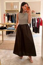 Load image into Gallery viewer, CHOCOLATE STRIPE KNIT BODICE MAXI DRESS