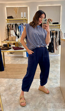 Load image into Gallery viewer, BLUE/BROWN STRIPE (optional) KNOT TOP