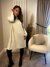 Load image into Gallery viewer, CREAM ROLL NECK JUMPER DRESS
