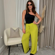 Load image into Gallery viewer, LIME ELASTICATED SUMMER TROUSERS