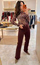 Load image into Gallery viewer, ZEBRA PRINT SEMI SHEER LAYERING TOP - burgundy