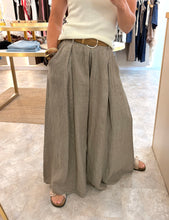 Load image into Gallery viewer, LINEN WIDE LEG BELTED TROUSERS- stone grey