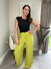Load image into Gallery viewer, LIME ELASTICATED SUMMER TROUSERS
