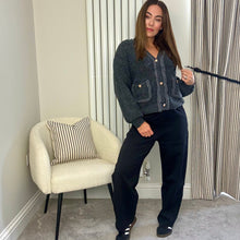 Load image into Gallery viewer, GREY PLAIT DETAIL CARDIGAN