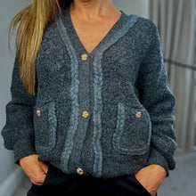 Load image into Gallery viewer, GREY PLAIT DETAIL CARDIGAN