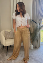 Load image into Gallery viewer, GOLD SATIN TROUSERS