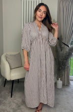 Load image into Gallery viewer, CHEESECLOTH STRIPE DRESS MOCHA