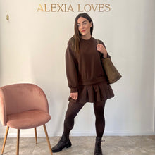 Load image into Gallery viewer, BROWN PLEATED SWEATER DRESS