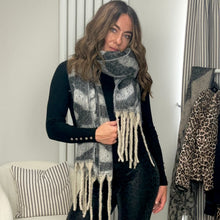 Load image into Gallery viewer, GREY ZEBRA PRINT COSY SCARF