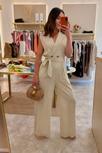 Load image into Gallery viewer, OATMEAL LINEN BLEND JUMPSUIT