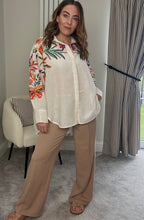 Load image into Gallery viewer, CREAM EMBROIDERED TRIBAL SHIRT
