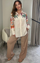 Load image into Gallery viewer, CREAM EMBROIDERED TRIBAL SHIRT