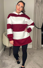 Load image into Gallery viewer, BURGUNDY STRIPE HOODIE