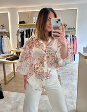Load image into Gallery viewer, SHEER FLORAL BLOUSE - white