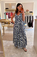 Load image into Gallery viewer, ZEBRA PRINT MAXI DRESS - navy/white