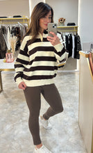 Load image into Gallery viewer, BROWN CREAM BUTTON DETAIL KNIT