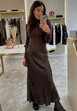 Load image into Gallery viewer, BROWN SATIN MIDAXI SKIRT