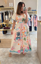 Load image into Gallery viewer, TROPICAL SMOCKED MIDAXI DRESS