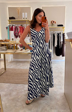 Load image into Gallery viewer, ZEBRA PRINT MAXI DRESS - navy/white