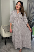 Load image into Gallery viewer, CHEESECLOTH STRIPE DRESS MOCHA