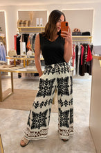 Load image into Gallery viewer, BLACK PATTERN WIDE LEG ELASTICATED WAIST TROUSER