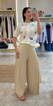 Load image into Gallery viewer, CREAM PLISSÉ PALAZZO TROUSERS