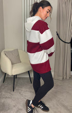 Load image into Gallery viewer, BURGUNDY STRIPE HOODIE
