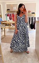 Load image into Gallery viewer, ZEBRA PRINT MAXI DRESS - navy/white