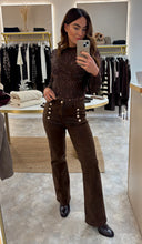 Load image into Gallery viewer, LINED CHOCOLATE SEQUIN MESH TOP