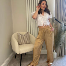 Load image into Gallery viewer, GOLD SATIN TROUSERS