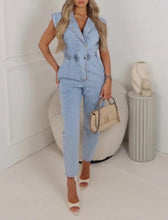 Load image into Gallery viewer, LIGHT WASH UTILITY JUMPSUIT