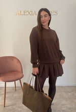 Load image into Gallery viewer, BROWN PLEATED SWEATER DRESS