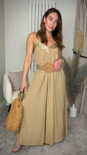 Load image into Gallery viewer, GOLDEN BEIGE SATIN TRIM JUMPSUIT