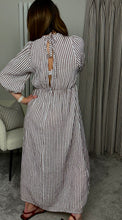 Load image into Gallery viewer, CHEESECLOTH STRIPE DRESS MOCHA
