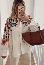 Load image into Gallery viewer, CREAM EMBROIDERED TRIBAL SHIRT