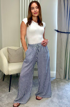 Load image into Gallery viewer, NAVY STRIPE POCKET TROUSERS