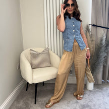 Load image into Gallery viewer, GOLD SATIN TROUSERS