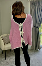 Load image into Gallery viewer, PINK CONTRAST BOW TIE CARDIGAN